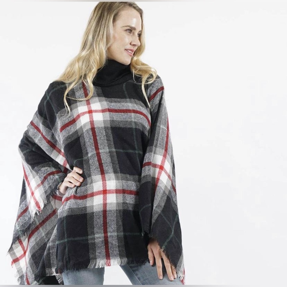 Plaid poncho